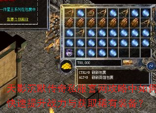 天影沉默传奇私服官网攻略中如何快速提升战力与获取稀有装备? 天影沉默传奇私服官网攻略中如何快速提升战力与获取稀有装备?